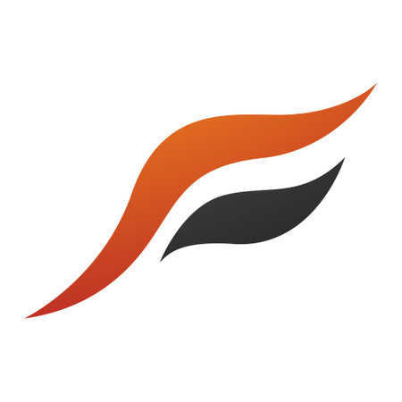 Orange and Black Flying Bird Shaped Letter F Icon on a White Backgroundのイラスト素材