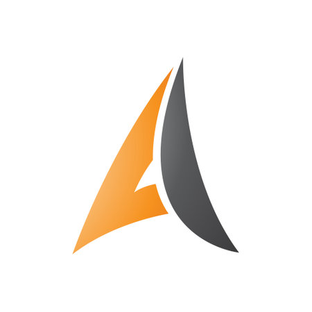 Orange and Black Paper Plane Shaped Letter A Icon on a White Backgroundのイラスト素材