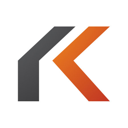 Orange and Black Folded Letter K Icon on a White Backgroundのイラスト素材