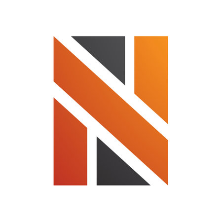 Orange and Black Rectangle Shaped Letter N Icon on a White Backgroundのイラスト素材