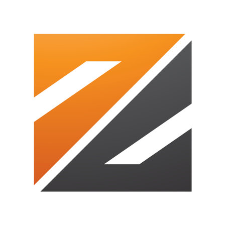 Orange and Black Triangular Square Shaped Letter Z Icon on a White Backgroundのイラスト素材