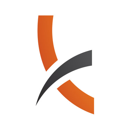 Orange and Black Spiky Lowercase Letter K Icon on a White Backgroundのイラスト素材