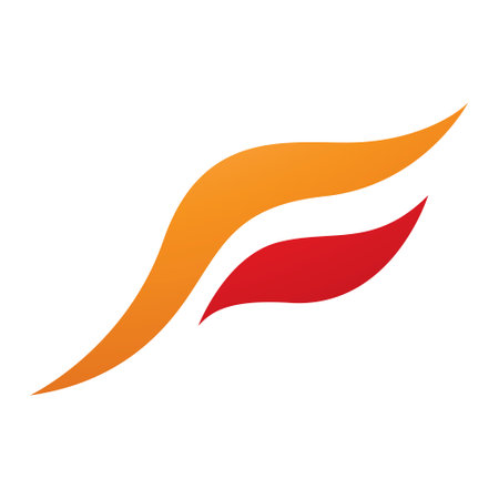 Orange and Red Flying Bird Shaped Letter F Icon on a White Backgroundのイラスト素材