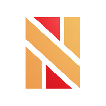 Orange and Red Rectangle Shaped Letter N Icon on a White Backgroundのイラスト素材