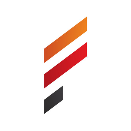 Orange and Red Letter F Icon with Diagonal Stripes on a White Backgroundのイラスト素材