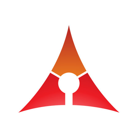 Orange and Red Deflated Triangle Letter A Icon on a White Backgroundのイラスト素材