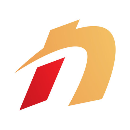 Orange and Red Spiky Italic Letter N Icon on a White Backgroundのイラスト素材