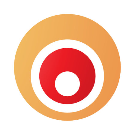 Orange and Red Letter O Icon with Nested Circles on a White Backgroundのイラスト素材