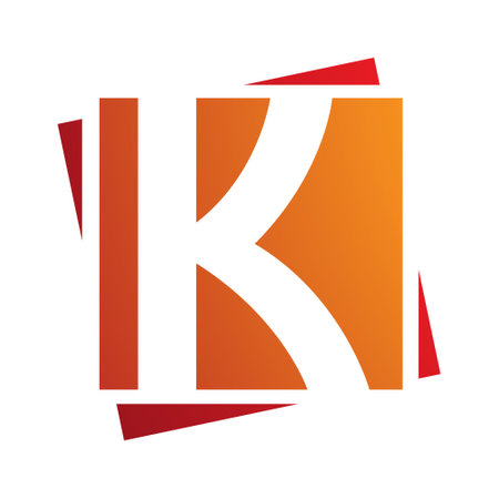 Orange and Red Square Letter K Icon on a White Backgroundのイラスト素材