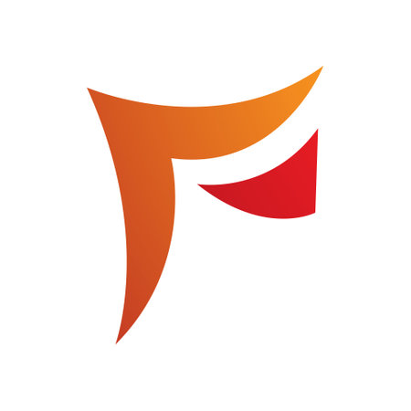 Orange and Red Wavy Paper Shaped Letter F Icon on a White Backgroundのイラスト素材