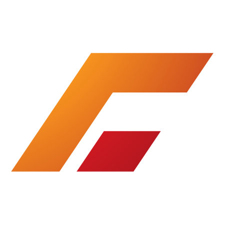 Orange and Red Rectangular Italic Letter C Icon on a White Backgroundのイラスト素材