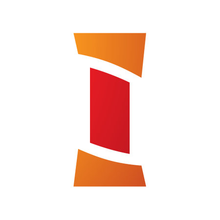 Red and Orange Antique Pillar Shaped Letter I Icon on a White Backgroundのイラスト素材