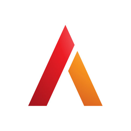 Red and Orange Trapezium Shaped Letter A Icon on a White Backgroundのイラスト素材