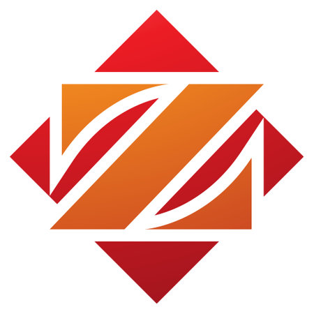 Orange and Red Square Diamond Shaped Letter Z Icon on a White Backgroundのイラスト素材