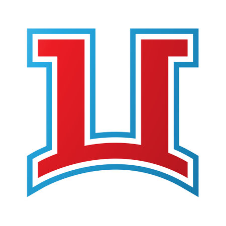 Red and Blue Arch Shaped Letter U Icon on a White Backgroundのイラスト素材