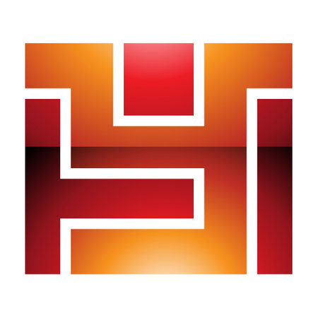 Orange and Red Glossy Rectangle Shaped Letter Y Icon on a White Backgroundのイラスト素材