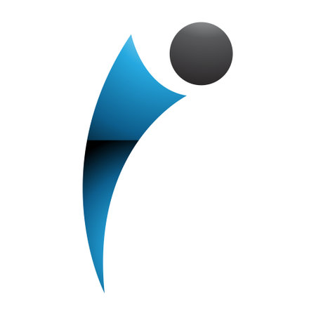 Blue and Black Glossy Bowing Person Shaped Letter I Icon on a White Backgroundのイラスト素材