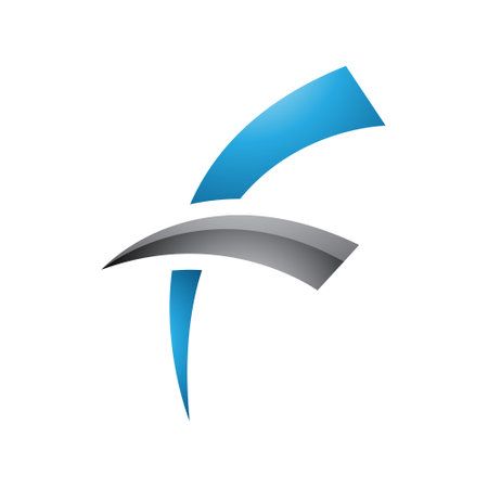 Blue and Black Glossy Letter F Icon with Round Spiky Lines on a White Backgroundのイラスト素材