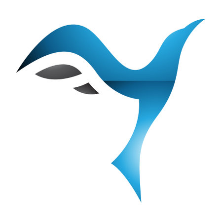Blue and Black Glossy Rising Bird Shaped Letter Y Icon on a White Backgroundのイラスト素材