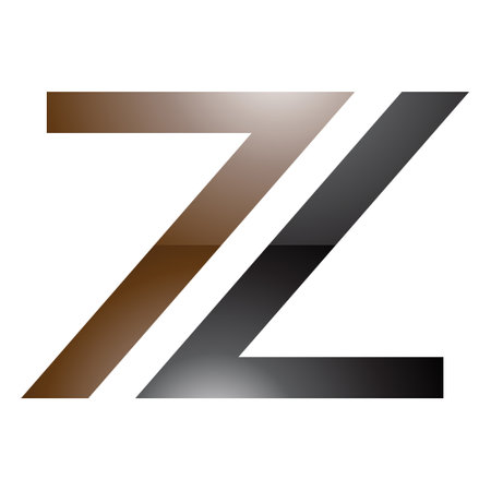 Brown and Black Glossy Number 7 Shaped Letter Z Icon on a White Backgroundのイラスト素材