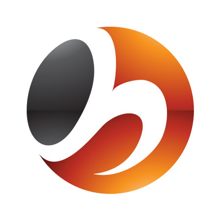 Orange and Black Glossy Circle Shaped Letter H Icon on a White Backgroundのイラスト素材