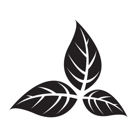 Black Abstract Simplistic 3 Leaves Icon on a White Backgroundのイラスト素材