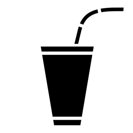 Black Abstract Simplistic Beverage and Straw Icon on a White Backgroundのイラスト素材