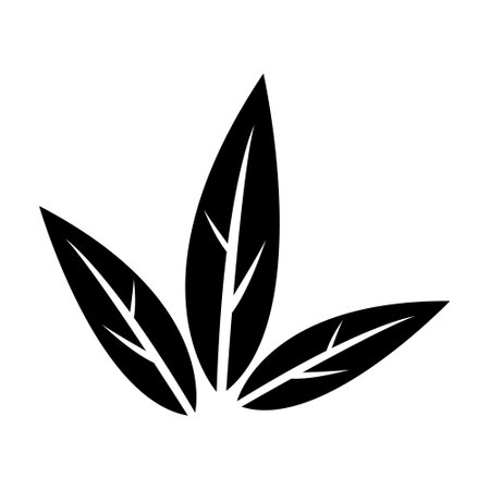 Black Abstract Simplistic Tobacco Leaves Icon on a White Backgroundのイラスト素材