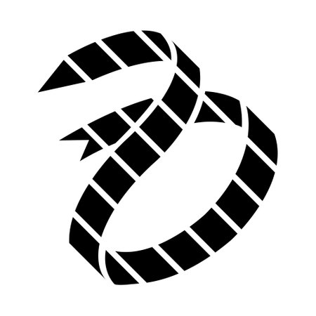 Black Abstract Striped Snake-Like Arrow Shaped Icon on a White Backgroundのイラスト素材