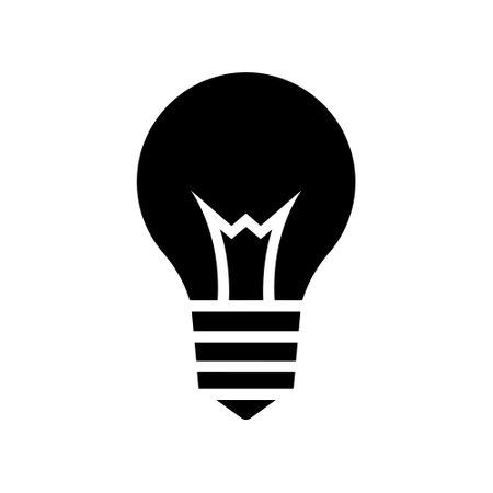 Black Abstract Simplified Light Bulb Icon on a White Backgroundのイラスト素材