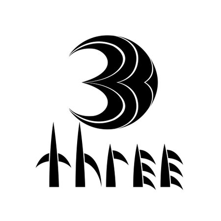 Black Symbol for Number 3 on a White Background - Icon 5のイラスト素材