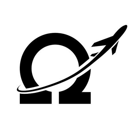 Black Antique Letter N Icon with an Airplane on a White Backgroundのイラスト素材