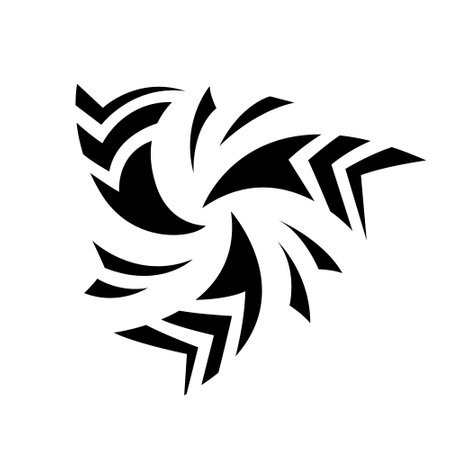 Black Abstract Striped Twisting Arrow Icon on a White Backgroundのイラスト素材