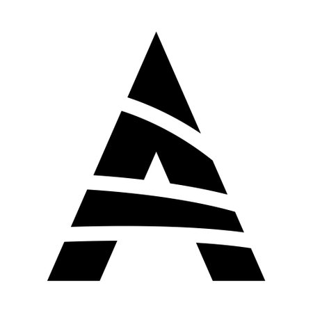 Black Abstract Uppercase Letter A Icon with Random Stripes on a White Backgroundのイラスト素材