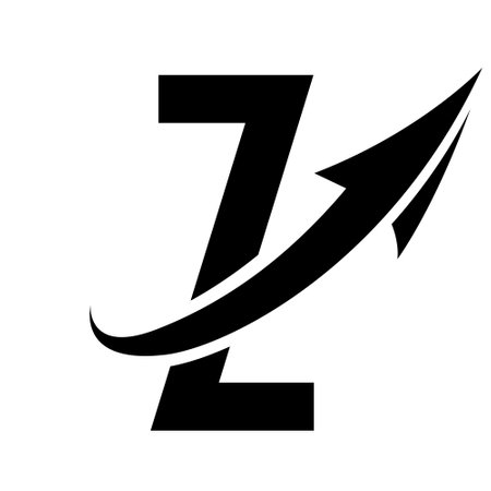 Black Futuristic Letter Z Icon with an Arrow on a White Backgroundのイラスト素材