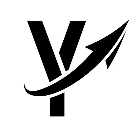 Black Futuristic Letter Y Icon with an Arrow on a White Backgroundのイラスト素材