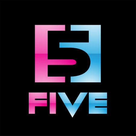 Colorful Glossy Number 5 Icon on a Black Background - Icon 1のイラスト素材