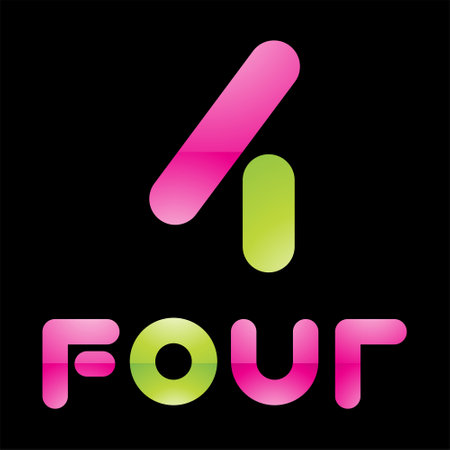 Colorful Glossy Number 4 Icon on a Black Background - Icon 5のイラスト素材