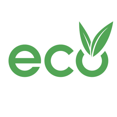 Eco Icon with Green Lowercase Letters and V Shaped Leaves on a White Backgroundのイラスト素材