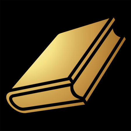 Gold Abstract Book Stationery Icon on a Black Backgroundのイラスト素材