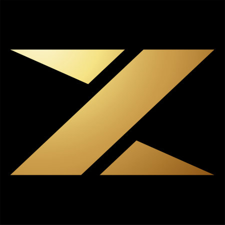 Gold Abstract Geometrical Letter Z Icon on a Black Backgroundのイラスト素材