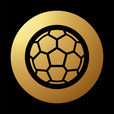 Gold Abstract Round Football Icon on a Black Backgroundのイラスト素材