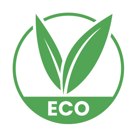 Green Eco Friendly Icon with V Shaped Leaves 2 on a White Backgroundのイラスト素材