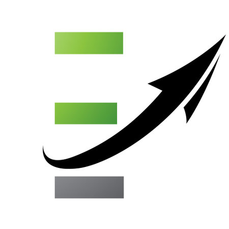 Green and Black Futuristic Letter E Icon with an Arrow on a White Backgroundのイラスト素材