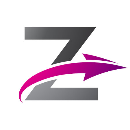 Magenta and Black Uppercase Letter Z Icon with an Arrow on a White Backgroundのイラスト素材