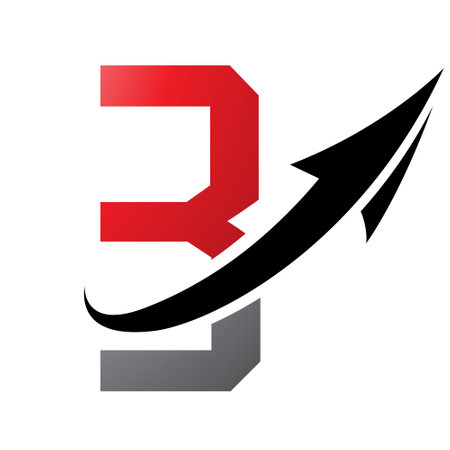 Red and Black Futuristic Letter B Icon with an Arrow on a White Backgroundのイラスト素材