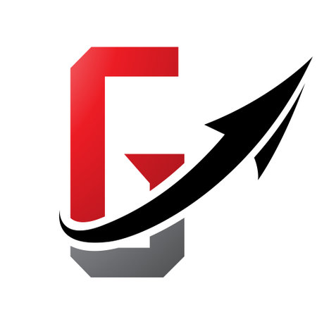 Red and Black Futuristic Letter G Icon with an Arrow on a White Backgroundのイラスト素材