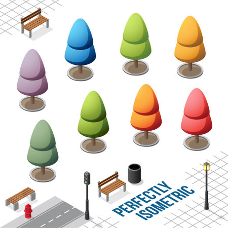 Isometric Trees Set 20 isolated on a White Backgroundのイラスト素材