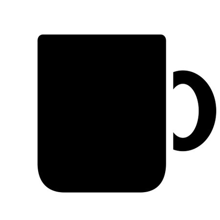 Black Abstract Simplistic Coffee Mug Icon on a White Backgroundの写真素材