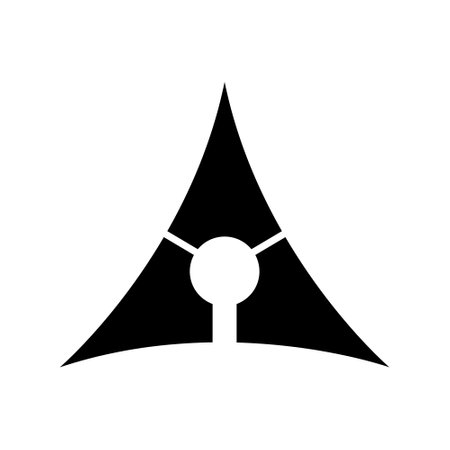 Black Deflated Triangle Letter A Icon on a White Backgroundの写真素材